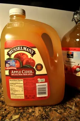 A jug of Musselman's apple cider