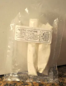 A packet of pectic enzyme